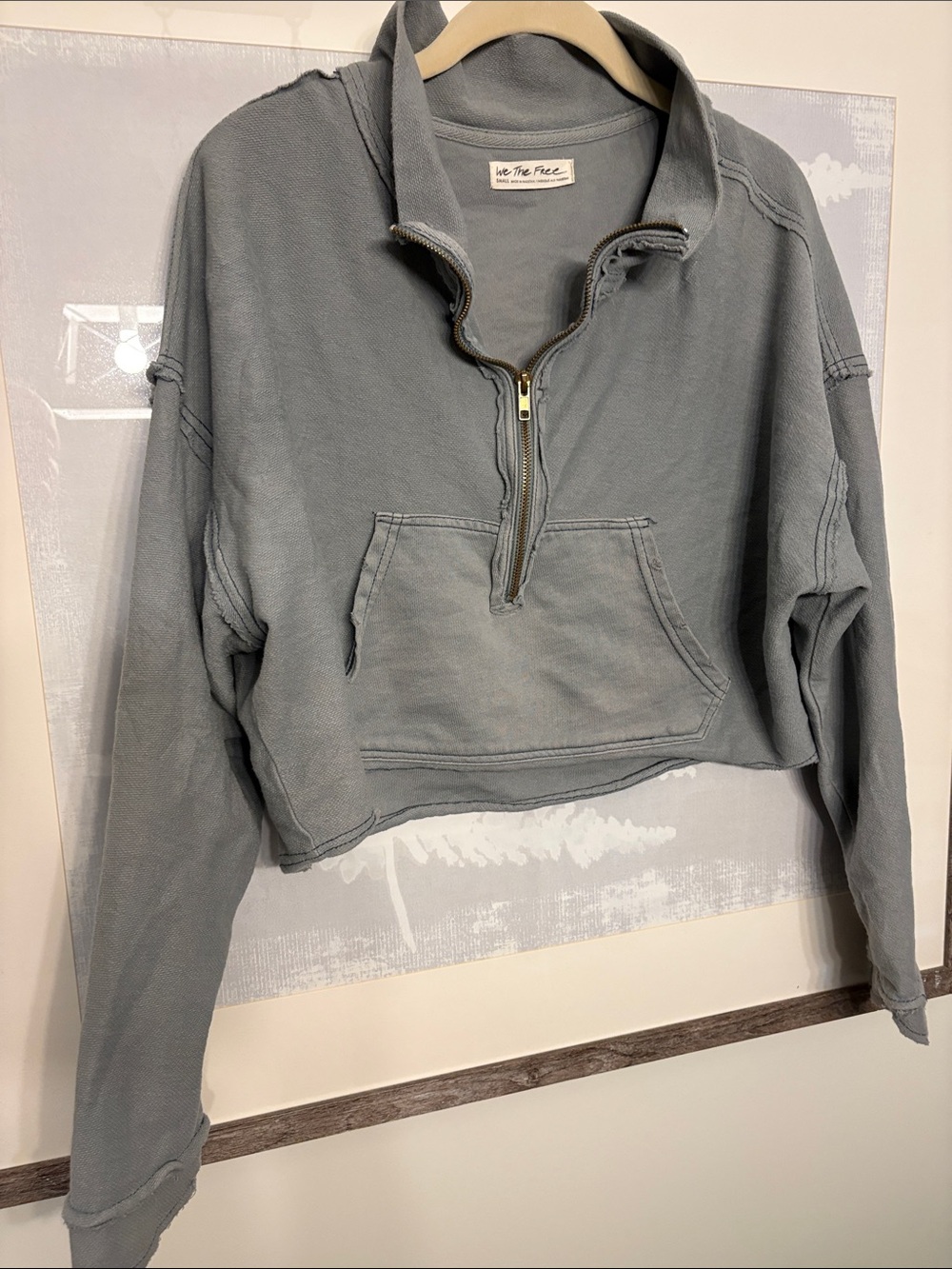 We The Free Cropped Half-Zip Pullover - Slate Blue/Grayish